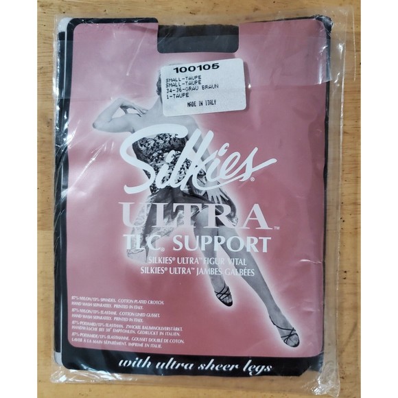 3 Pair Women's Silkies Small Control Top & Ultra TLC Support Pantyhose Taupe - Picture 7 of 7